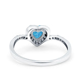 Halo Heart Art Deco Wedding Bridal Ring Round Simulated Cubic Zirconia 925 Sterling Silver