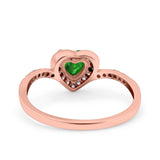 Halo Heart Art Deco Wedding Bridal Ring Round Simulated Cubic Zirconia 925 Sterling Silver