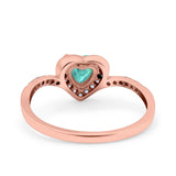 Halo Heart Art Deco Wedding Bridal Ring Round Simulated Cubic Zirconia 925 Sterling Silver