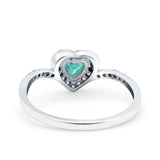 Halo Heart Art Deco Wedding Bridal Ring Round Simulated Cubic Zirconia 925 Sterling Silver
