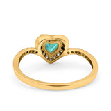 Halo Heart Art Deco Wedding Bridal Ring Round Simulated Cubic Zirconia 925 Sterling Silver