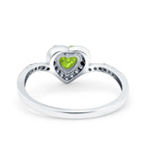 Halo Heart Art Deco Wedding Bridal Ring Round Simulated Cubic Zirconia 925 Sterling Silver