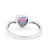 Halo Heart Art Deco Wedding Bridal Ring Round Simulated Cubic Zirconia 925 Sterling Silver