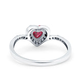 Halo Heart Art Deco Wedding Bridal Ring Round Simulated Cubic Zirconia 925 Sterling Silver