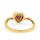 Halo Heart Art Deco Wedding Bridal Ring Round Simulated Cubic Zirconia 925 Sterling Silver
