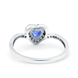 Halo Heart Art Deco Wedding Bridal Ring Round Simulated Cubic Zirconia 925 Sterling Silver