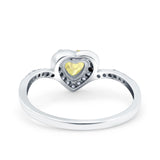 Halo Heart Art Deco Wedding Bridal Ring Round Simulated Cubic Zirconia 925 Sterling Silver