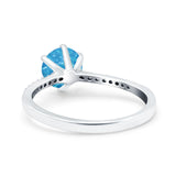 Art Deco Wedding Engagement Bridal Ring Round Simulated Cubic Zirconia 925 Sterling Silver