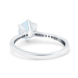 Art Deco Wedding Engagement Bridal Ring Round Simulated Cubic Zirconia 925 Sterling Silver