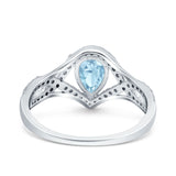 Halo Art Deco Wedding Pear Bridal Ring Crisscross Round Simulated Cubic Zirconia 925 Sterling Silver