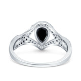Halo Art Deco Wedding Pear Bridal Ring Crisscross Round Simulated Cubic Zirconia 925 Sterling Silver