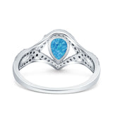 Halo Art Deco Wedding Pear Bridal Ring Crisscross Round Simulated Cubic Zirconia 925 Sterling Silver