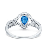 Halo Art Deco Wedding Pear Bridal Ring Crisscross Round Simulated Cubic Zirconia 925 Sterling Silver