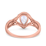 Halo Art Deco Wedding Pear Bridal Ring Crisscross Round Simulated Cubic Zirconia 925 Sterling Silver