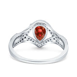 Halo Art Deco Wedding Pear Bridal Ring Crisscross Round Simulated Cubic Zirconia 925 Sterling Silver