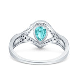 Halo Art Deco Wedding Pear Bridal Ring Crisscross Round Simulated Cubic Zirconia 925 Sterling Silver