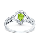 Halo Art Deco Wedding Pear Bridal Ring Crisscross Round Simulated Cubic Zirconia 925 Sterling Silver