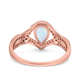 Halo Art Deco Wedding Pear Bridal Ring Crisscross Round Simulated Cubic Zirconia 925 Sterling Silver