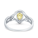 Halo Art Deco Wedding Pear Bridal Ring Crisscross Round Simulated Cubic Zirconia 925 Sterling Silver
