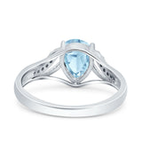 Teardrop Dainty Art Deco Pear Wedding Engagement Bridal Ring Round Simulated Cubic Zirconia 925 Sterling Silver