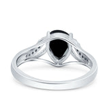 Teardrop Dainty Art Deco Pear Wedding Engagement Bridal Ring Round Simulated Cubic Zirconia 925 Sterling Silver