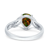 Teardrop Dainty Art Deco Pear Wedding Engagement Bridal Ring Round Simulated Cubic Zirconia 925 Sterling Silver