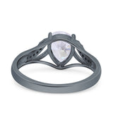 Teardrop Dainty Art Deco Pear Wedding Engagement Bridal Ring Round Simulated Cubic Zirconia 925 Sterling Silver
