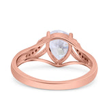 Teardrop Dainty Art Deco Pear Wedding Engagement Bridal Ring Round Simulated Cubic Zirconia 925 Sterling Silver