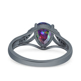 Teardrop Dainty Art Deco Pear Wedding Engagement Bridal Ring Round Simulated Cubic Zirconia 925 Sterling Silver