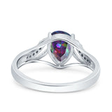 Teardrop Dainty Art Deco Pear Wedding Engagement Bridal Ring Round Simulated Cubic Zirconia 925 Sterling Silver