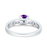 Art Deco Wedding Engagement Bridal Ring Round Simulated Cubic Zirconia 925 Sterling Silver