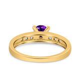 Art Deco Wedding Engagement Bridal Ring Round Simulated Cubic Zirconia 925 Sterling Silver