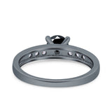Art Deco Wedding Engagement Bridal Ring Round Simulated Cubic Zirconia 925 Sterling Silver