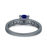 Art Deco Wedding Engagement Bridal Ring Round Simulated Cubic Zirconia 925 Sterling Silver