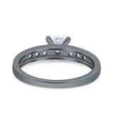 Art Deco Wedding Engagement Bridal Ring Round Simulated Cubic Zirconia 925 Sterling Silver