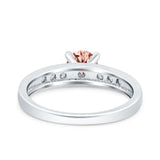 Art Deco Wedding Engagement Bridal Ring Round Simulated Cubic Zirconia 925 Sterling Silver