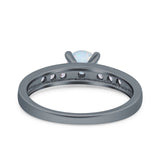 Art Deco Wedding Engagement Bridal Ring Round Simulated Cubic Zirconia 925 Sterling Silver