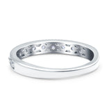 Half Eternity Band Wedding Ring Round Simulated Cubic Zirconia 925 Sterling Silver (3mm)
