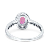 Halo Oval Art Deco Wedding Engagement Bridal Ring Round Simulated Cubic Zirconia 925 Sterling Silver