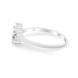 Petite Dainty Thumb Ring Round Simulated Cubic Zirconia 925 Sterling Silver