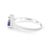 Petite Dainty Thumb Ring Round Simulated Cubic Zirconia 925 Sterling Silver