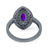Marquise Vintage Halo Wedding Ring Simulated Cubic Zirconia 925 Sterling Silver
