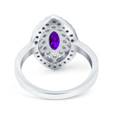 Marquise Vintage Halo Wedding Ring Simulated Cubic Zirconia 925 Sterling Silver
