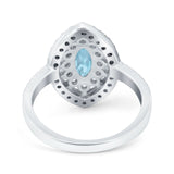 Marquise Vintage Halo Wedding Ring Simulated Cubic Zirconia 925 Sterling Silver