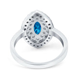Marquise Vintage Halo Wedding Ring Simulated Cubic Zirconia 925 Sterling Silver