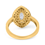 Marquise Vintage Halo Wedding Ring Simulated Cubic Zirconia 925 Sterling Silver