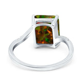 Swirl Engagement Ring Emerald Cut Simulated Cubic Zirconia 925 Sterling Silver