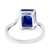 Swirl Engagement Ring Emerald Cut Simulated Cubic Zirconia 925 Sterling Silver
