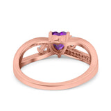 Heart Art Deco Engagement Promise Ring Simulated Cubic Zirconia 925 Sterling Silver