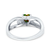 Heart Art Deco Engagement Promise Ring Simulated Cubic Zirconia 925 Sterling Silver